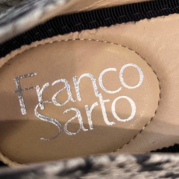 Franco Sarto Womens 7M Black/White Snake Skin Man Made Leather Slip On Shoe - Picture 2 of 10